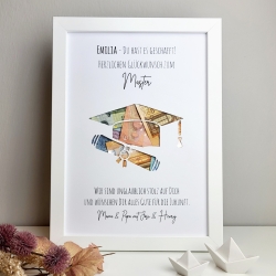 personalisiertes Geldgeschenk Studienabschluss - Hut & Diplom