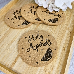 gravierter Korkuntersetzer Holy Aperoli