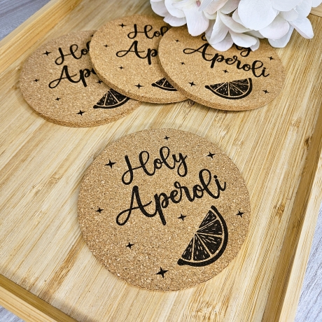 gravierter Korkuntersetzer Holy Aperoli