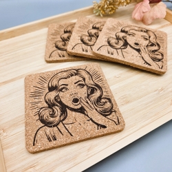 gravierter Korkuntersetzer Lady oh