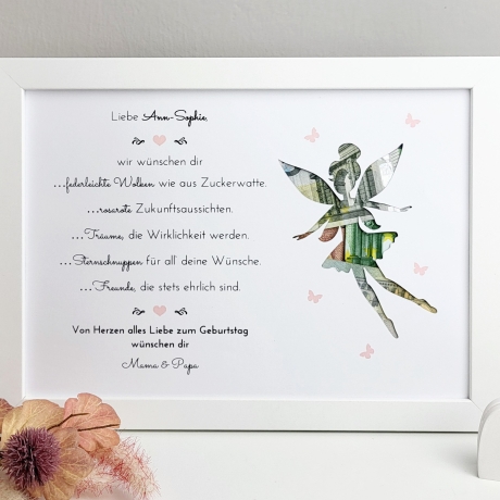 personalisiertes Geldgeschenk zum Geburtstag - Motiv Fee
