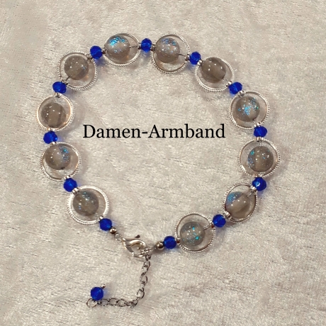 Mystisches Armband Schmuck Rauchgrau mit Blau Universum