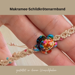 Schildkrötenarmband Makramee in Wunschfarben