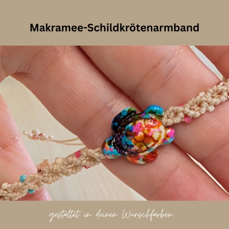 Schildkrötenarmband Makramee in Wunschfarben