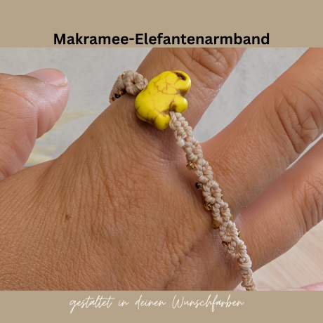 Elefantenarmband Makramee in Wunschfarben