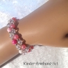 Kinder-Armband Doppel-Schmuck-Set Perlen gefädelt, Rosa-Pink