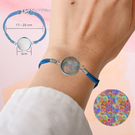 Elegantes Armband Blau Größenverstellbar mit Motivstein