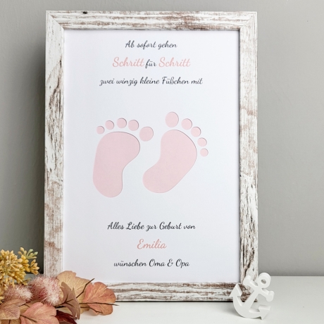 personalisiertes Geldgeschenk zur Geburt - Schritt für Schritt