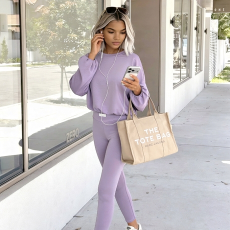 2-Teiler Jogger Anzug in Flieder Jogpants & Pullover XS/S & M/L
