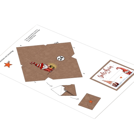 Jogurette Adventskalender Wichtel, Bastelbögen zum Ausdrucken