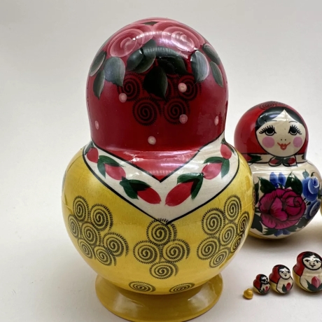 10-er Matroschka klassisch-bauchig, Handarbeit, 16 cm