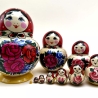 10-er Matroschka klassisch-bauchig, Handarbeit, 16 cm