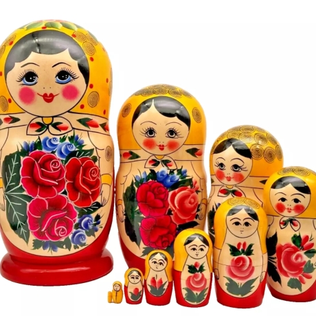 10-er Matroschka klassisch, Handarbeit, 26 cm