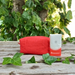 Kulturbeutel Boxy Rot | Cord | Kosmetiktasche handgemacht