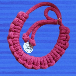 Statementkette pink Knoten Skandi Baumwolle Makramee nachhaltig