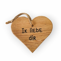 Einfaches Herz aus Eiche „Ik liebe dir“