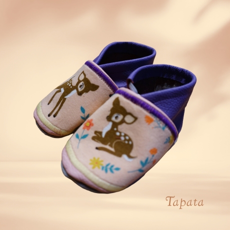 Babyschuhe mit Namen, Lederschuhe - Rehkitz (Gr. 18-23)