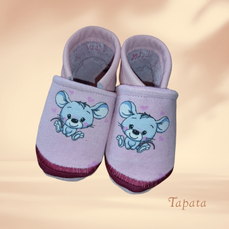 Babyschuhe mit Namen, Lederschuhe - Maus personalisierbar
