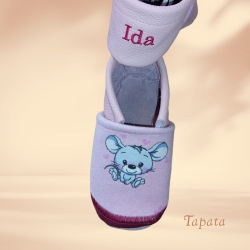 Babyschuhe mit Namen, Lederschuhe - Maus personalisierbar