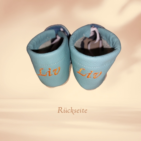 Babyschuhe mit Namen, Lederschuhe - Wale (Gr. 18-23)