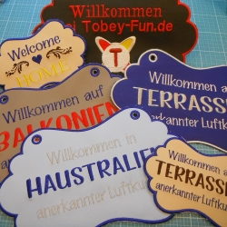 Schilder Beschriftung