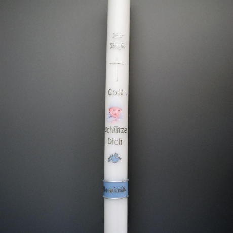 1009 Taufkerze Dominik mit Babyfoto