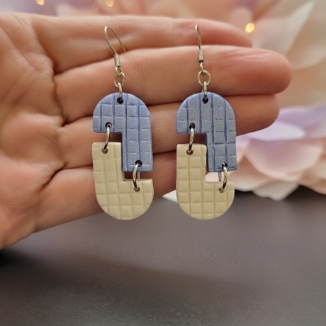 Geometrische Statement-Ohrringe|Modern Art|Grid & Marble Edition