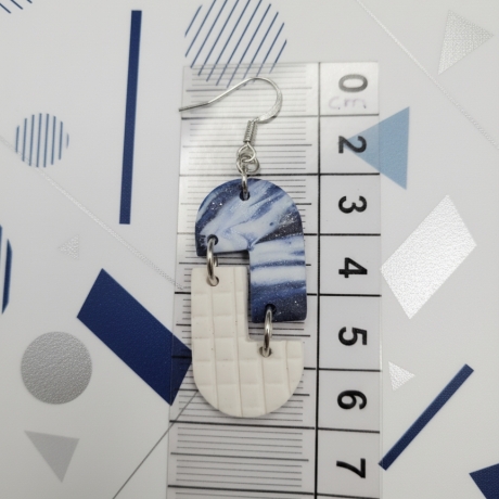 Geometrische Statement-Ohrringe|Modern Art|Grid & Marble Edition