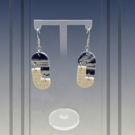 Geometrische Statement-Ohrringe|Modern Art|Grid & Marble Edition