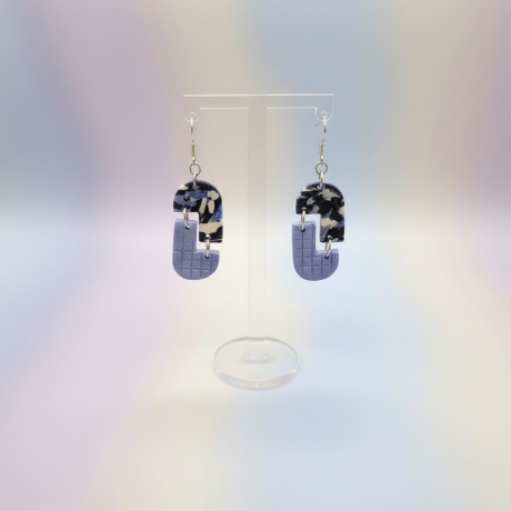 Geometrische Statement-Ohrringe|Modern Art|Grid & Marble Edition