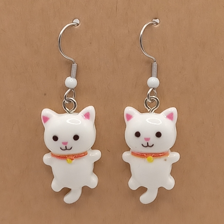 niedliche Katzen weiß Ohrhänger Ohrringe Modeschmuck