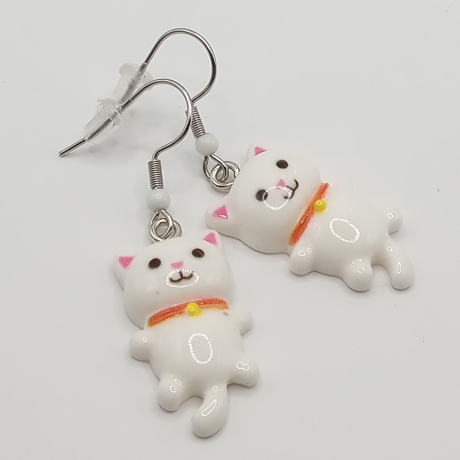 niedliche Katzen weiß Ohrhänger Ohrringe Modeschmuck