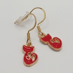 kleine Katzen rot Edelstahl Ohrhänger Ohrringe Kinder Schmuck