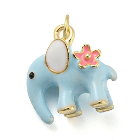 Kette Charm Elefant vergoldet mit Emaille