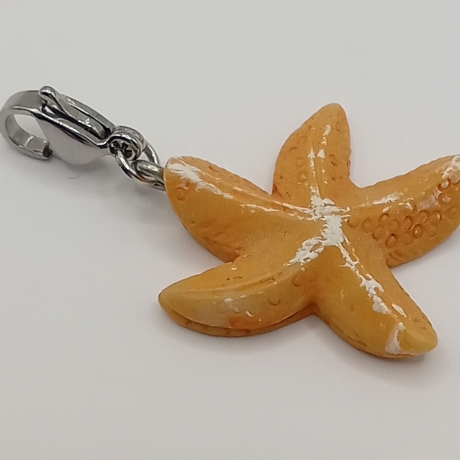 Seestern orange Clip Anhänger Bettelarmband Kinder