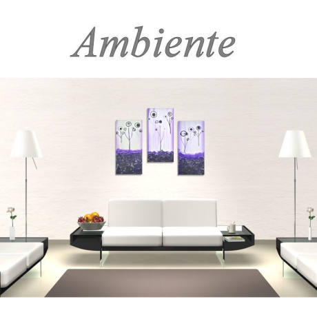 MK1 Art Bild Leinwand Abstrakt Kunst Acrylbild lila Blumen