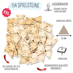 TriDomino | Dreicksdomino Legespiel | 114 Spielsteine 