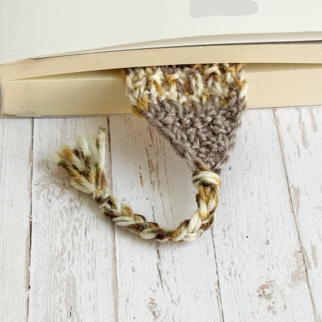 Lesezeichen Braun Brauntöne verschiedene Formen handgestrickt 