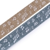 Textilband 5m Noten Beige / Blau 15mm