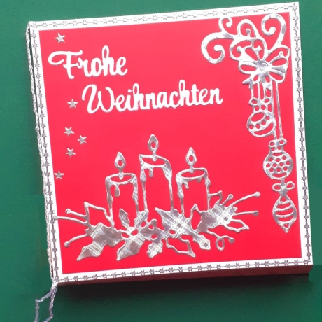 Weihnachtskarte frohe Weihnachten Rot & Silber Festtag-Karte