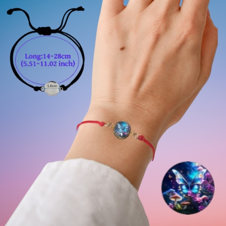 Dünnes Armband mit Motivstein rot