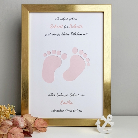 personalisiertes Geldgeschenk zur Geburt - Schritt für Schritt