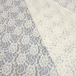 Stoff Spitze Spitzenstoff mit Blumenmuster cremeweiß wollweiß
