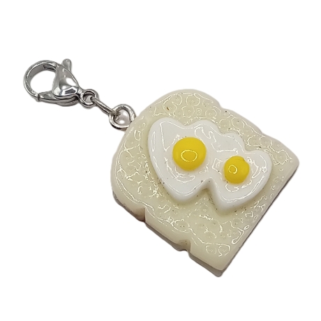 Toast Scheibe Charm mit Spiegeleiern Clip Anhänger Bettelarmband
