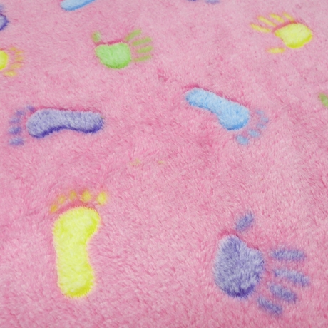 Stoff Microfleece Wellnessfleece Füße Hände Design rosa bunt