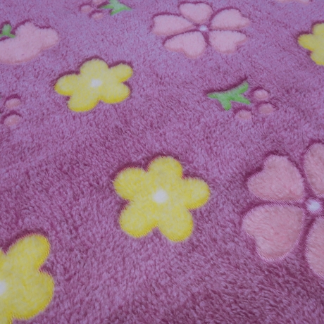 Stoff Microfleece Wellnessfleece Blumen Äpfel fuchsia grün gelb