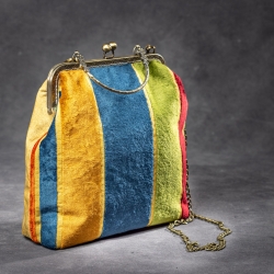 Handgemachte Samt Tasche – Bunt gestreift