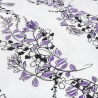 Stoff Viskose Jersey mit Blumen Ranken Design weiß lila schwarz