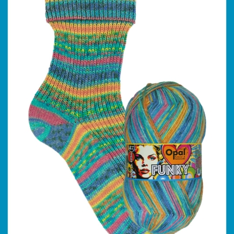 Opal Funky, 4-fädige Sockenwolle, Farbe 11580