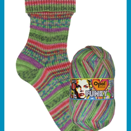 Opal Funky, 4-fädige Sockenwolle, Farbe 11581
